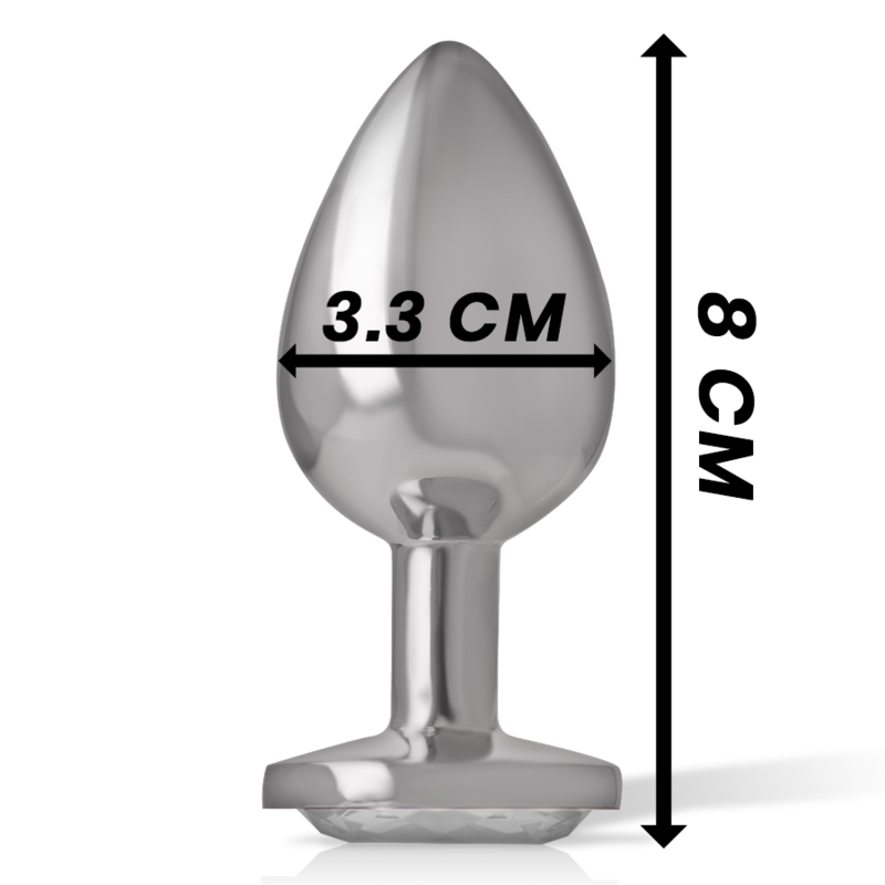 INTENSE - ALUMINUM METAL ANAL PLUG WITH SILVER CRYSTAL SIZE M - NOCTURNA DESIRES