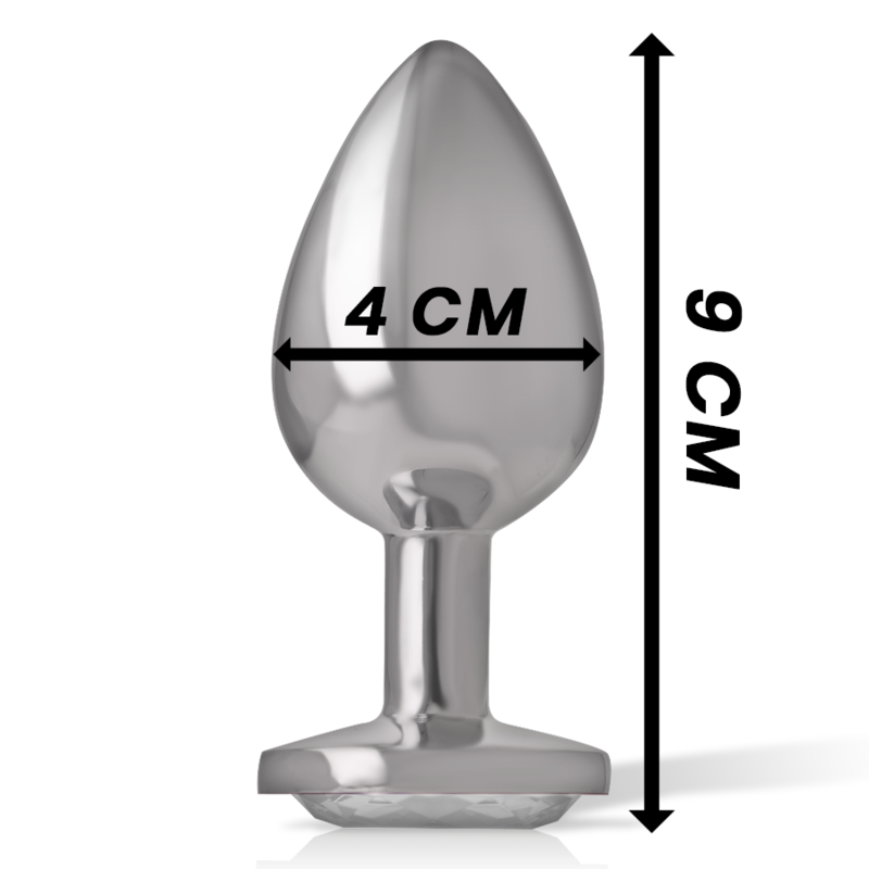 INTENSE - ALUMINUM METAL ANAL PLUG WITH SILVER CRYSTAL SIZE L - NOCTURNA DESIRES