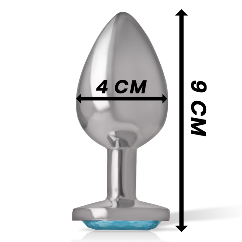 INTENSE - ALUMINUM METAL ANAL PLUG WITH BLUE CRYSTAL SIZE L - NOCTURNA DESIRES