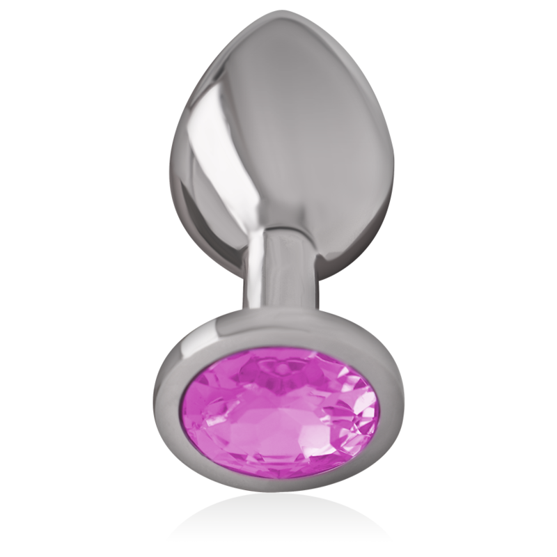 INTENSE - ALUMINUM METAL ANAL PLUG WITH PINK CRYSTAL SIZE M - NOCTURNA DESIRES