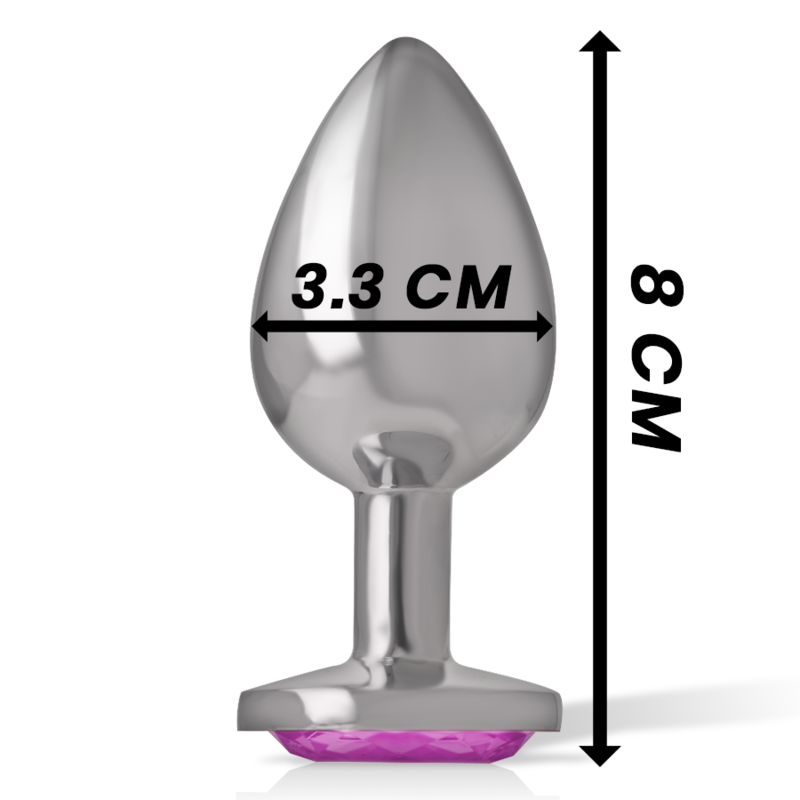 INTENSE - ALUMINUM METAL ANAL PLUG WITH PINK CRYSTAL SIZE M - NOCTURNA DESIRES
