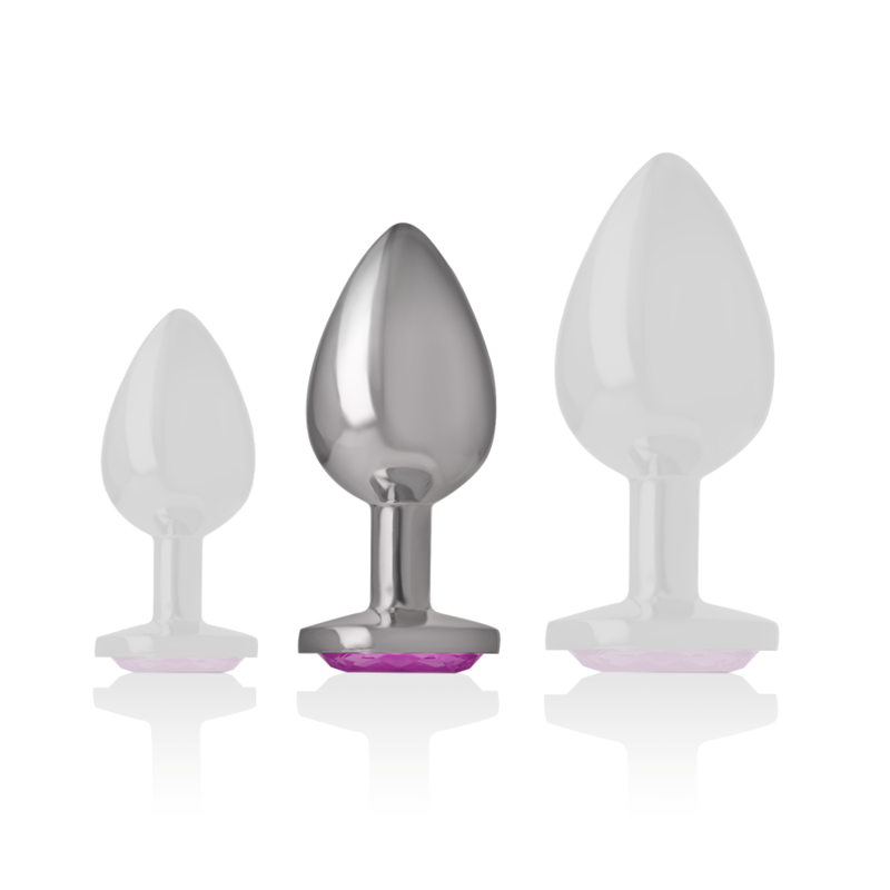 INTENSE - ALUMINUM METAL ANAL PLUG WITH PINK CRYSTAL SIZE M - NOCTURNA DESIRES