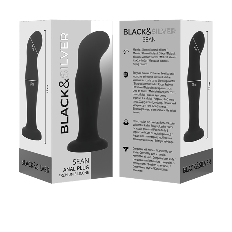 BLACK&SILVER - SEAN PLUG ANAL PREMIUM SILICONE BLACK - NOCTURNA DESIRES