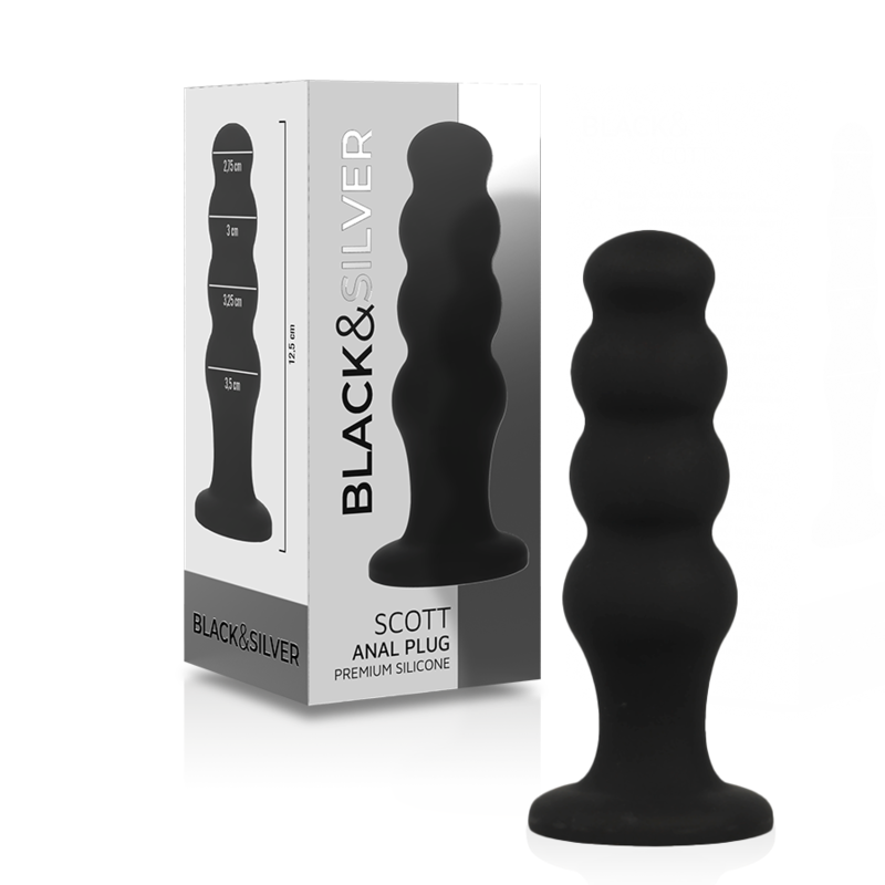 BLACK&SILVER - SCOTT PREMIUM SILICONE ANAL PLUG BLACK - NOCTURNA DESIRES