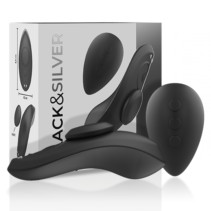 BLACK&SILVER - PRESTON RECHARGEABLE SILICONE VIBRATOR PANTIE BLACK - NOCTURNA DESIRES