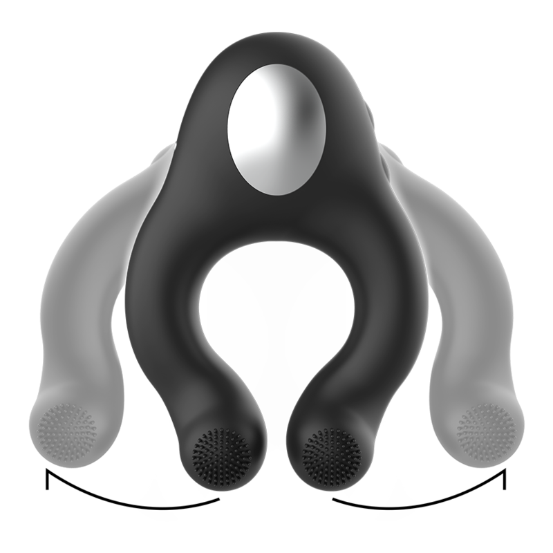 BLACK&SILVER - SILICONE VIBRATOR RING 3 MOTORS RECHARGEABLE BLACK - NOCTURNA DESIRES