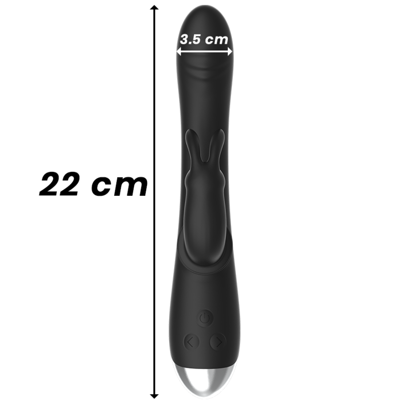 BLACK&SILVER - DJ. ADAM RECHARGEABLE SILICONE RABBIT STIMULATOR BLACK - NOCTURNA DESIRES