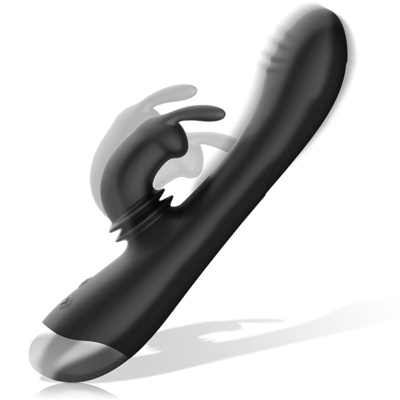BLACK&SILVER - DJ. ADAM RECHARGEABLE SILICONE RABBIT STIMULATOR BLACK - NOCTURNA DESIRES