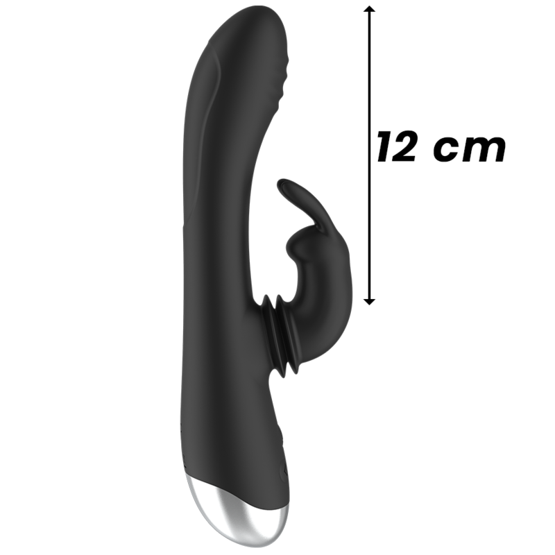 BLACK&SILVER - DJ. ADAM RECHARGEABLE SILICONE RABBIT STIMULATOR BLACK - NOCTURNA DESIRES