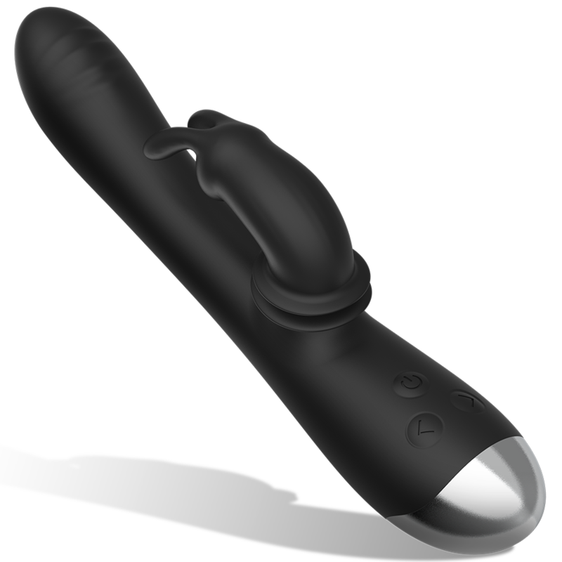 BLACK&SILVER - DJ. ADAM RECHARGEABLE SILICONE RABBIT STIMULATOR BLACK - NOCTURNA DESIRES