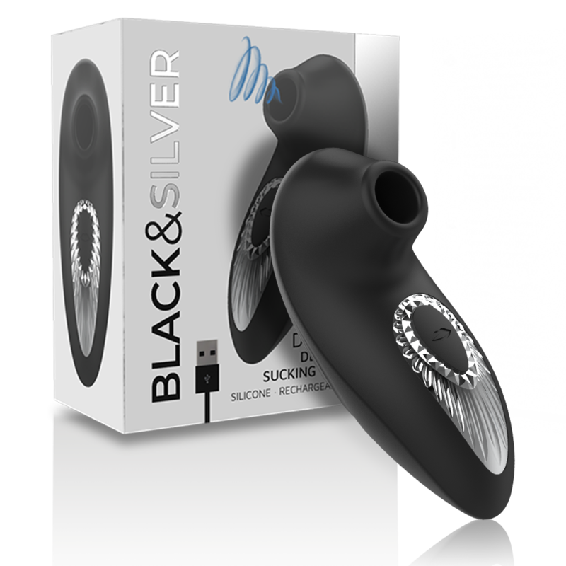 BLACK&SILVER - DRAKE DELUXE SUCKING VIBE RECHARGEABLE SILICONE BLACK - NOCTURNA DESIRES