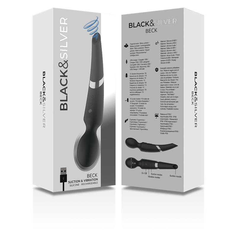BLACK&SILVER - BECK WAND AND SUCTION CUP 2 IN 1 SILICONE - NOCTURNA DESIRES