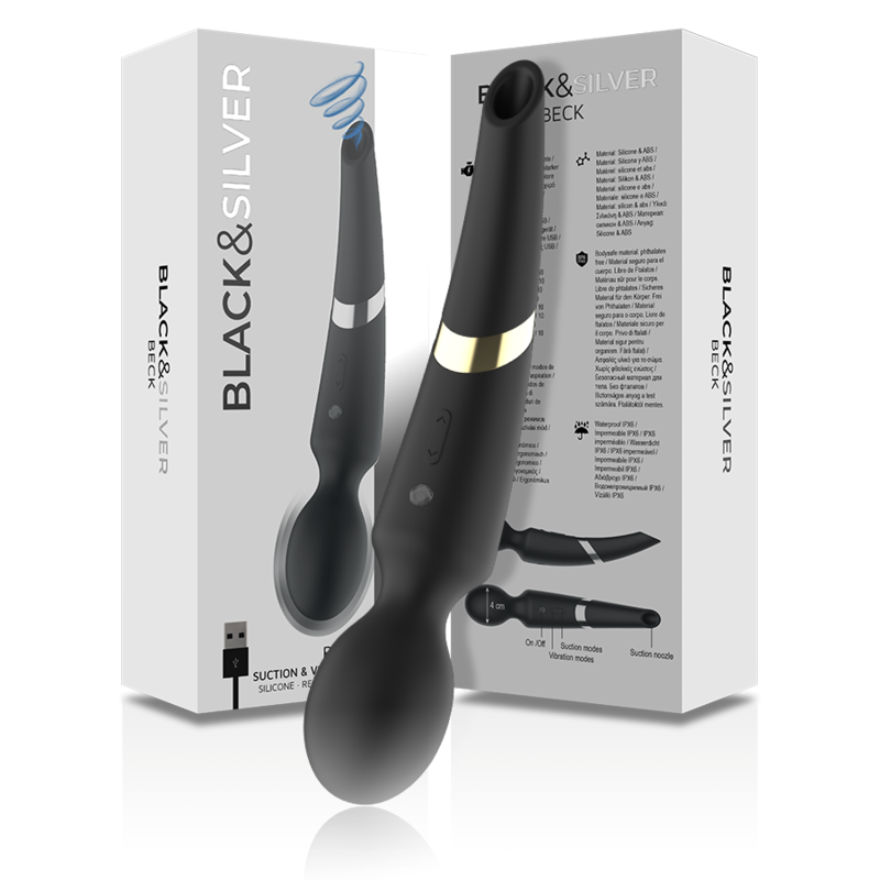 BLACK&SILVER - BECK WAND AND SUCTION CUP 2 IN 1 SILICONE - NOCTURNA DESIRES