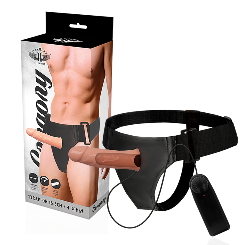 HARNESS ATTRACTION - GREGORY HOLLOW RNES WITH VIBRATOR 16.5 CM -O- 4.3 CM - NOCTURNA DESIRES