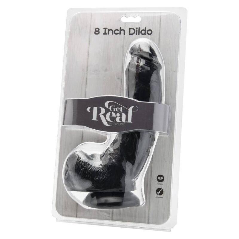 GET REAL - DILDO 20,5 CM WITH BALLS BLACK - NOCTURNA DESIRES