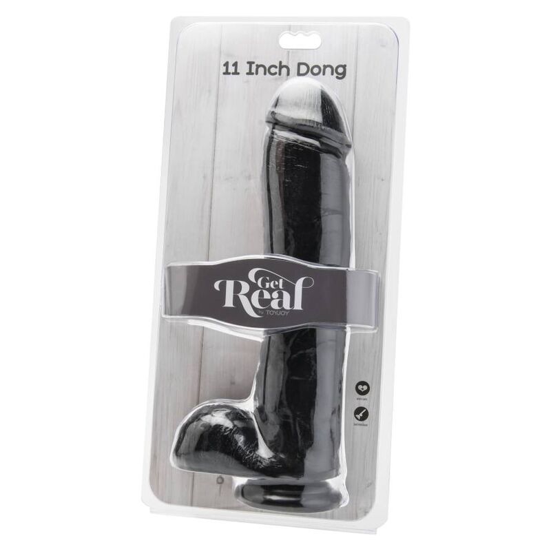 GET REAL - DILDO 28 CM WITH BALLS BLACK - NOCTURNA DESIRES