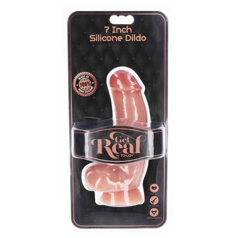 GET REAL - SILICONE DILDO 18 CM W BALLS SKIN - NOCTURNA DESIRES