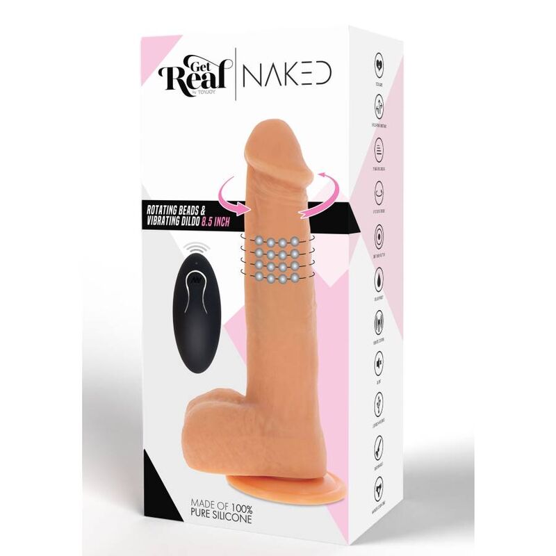 GET REAL - ROTATING BEADS VIBRATING DILDO SKIN - NOCTURNA DESIRES