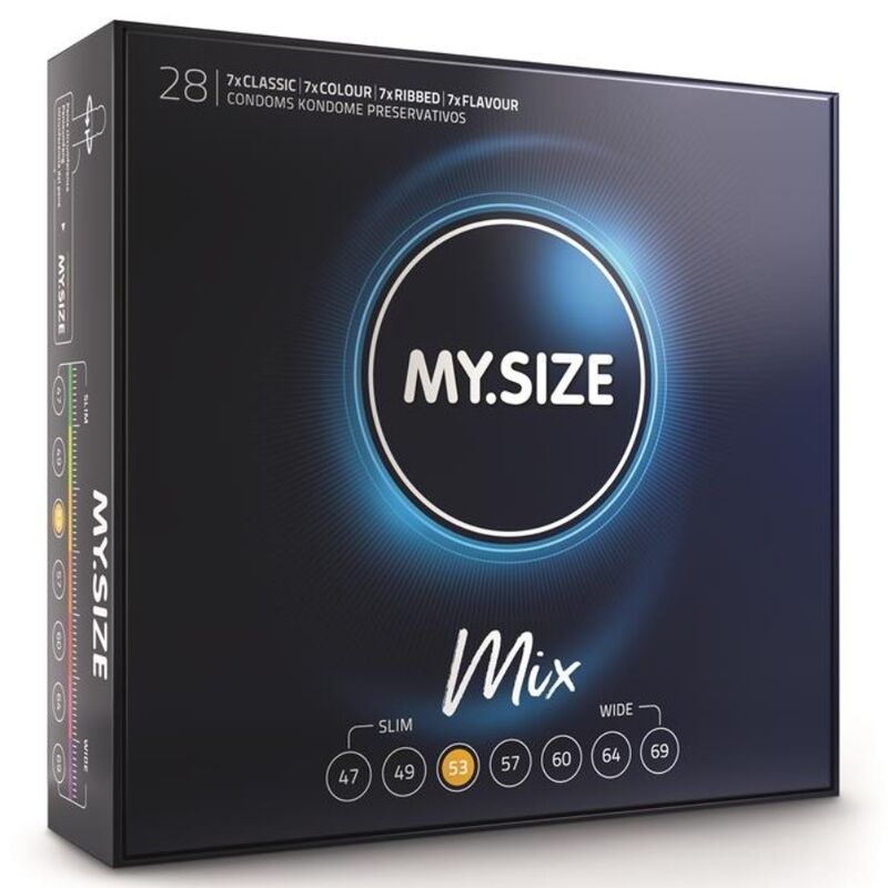 MY SIZE - MIX CONDOMS 53 MM 28 UNITS - NOCTURNA DESIRES
