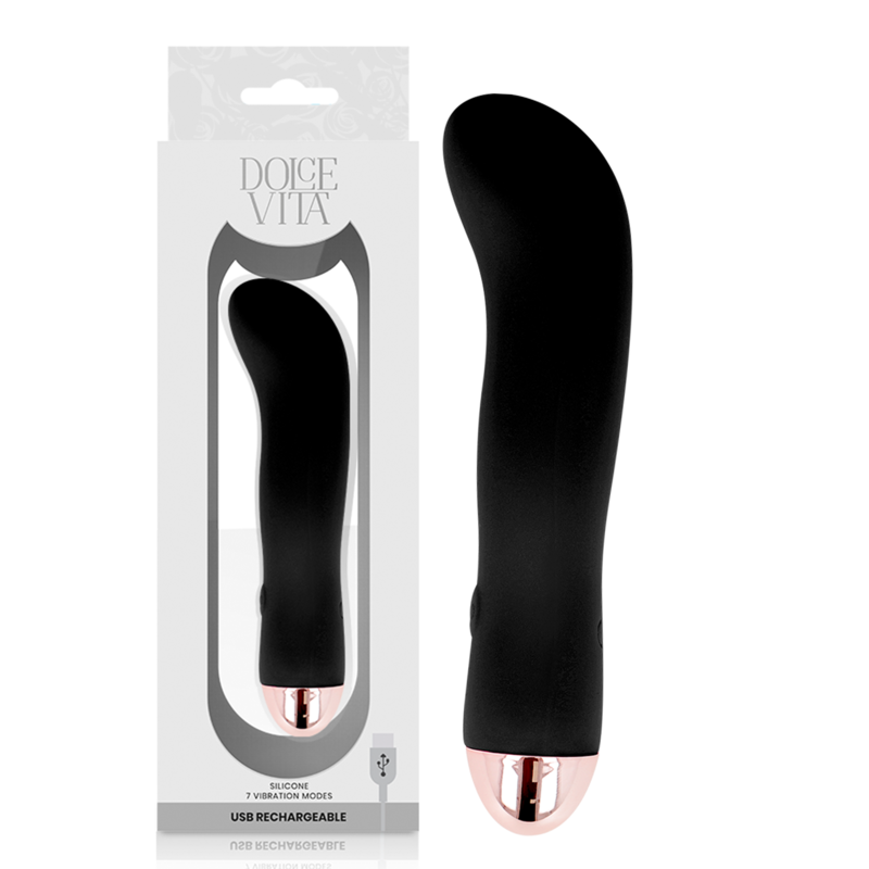 DOLCE VITA - RECHARGEABLE VIBRATOR TWO BLACK 7 SPEED - NOCTURNA DESIRES