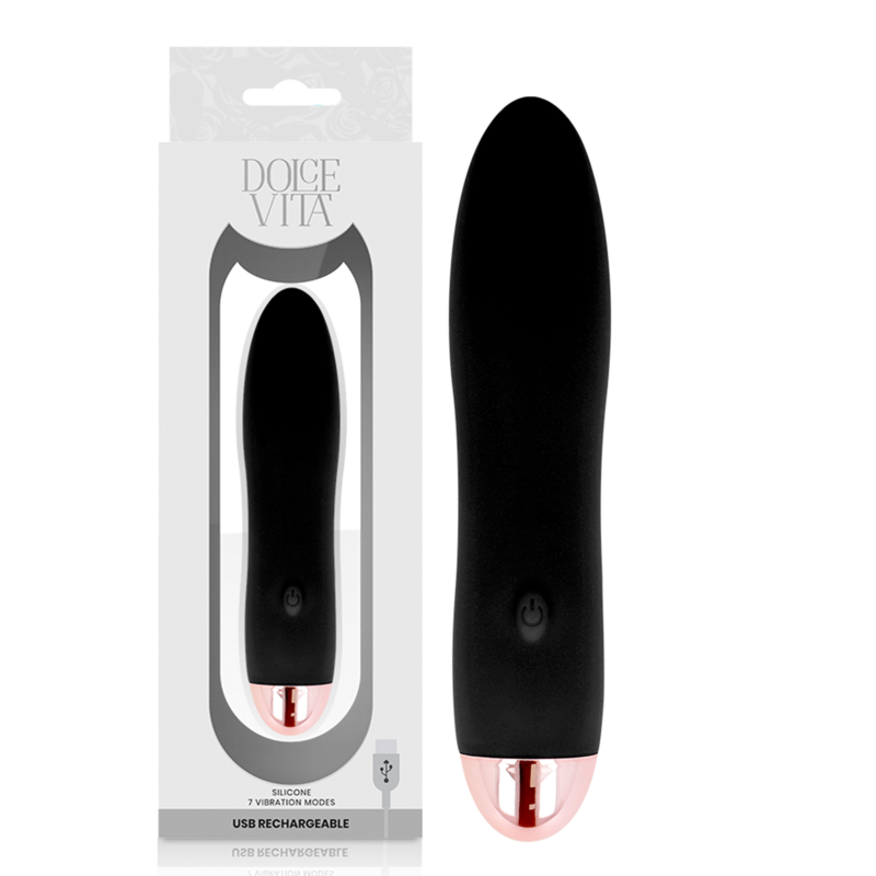DOLCE VITA - RECHARGEABLE VIBRATOR FOUR BLACK 7 SPEEDS - NOCTURNA DESIRES