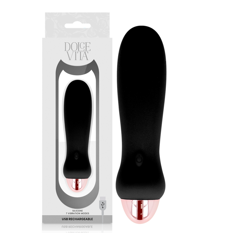 DOLCE VITA - RECHARGEABLE VIBRATOR FIVE BLACK 7 SPEEDS - NOCTURNA DESIRES