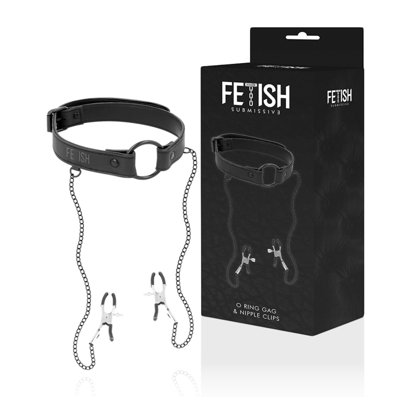 FETISH SUBMISSIVE - GAG RING WITH NIPPLE CLAMPS FETISH SUBMISSIVE BONDAGE  NOCTURNA DESIRES