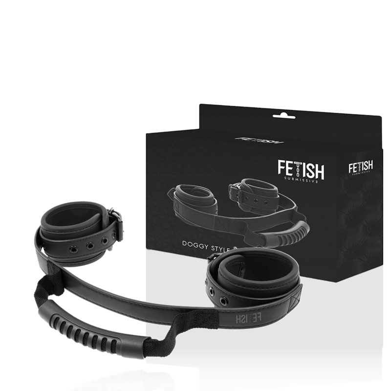 FETISH SUBMISSIVE - NOPRENE LINING HANDCUFFS WITH HANDLE FETISH SUBMISSIVE BONDAGE  NOCTURNA DESIRES