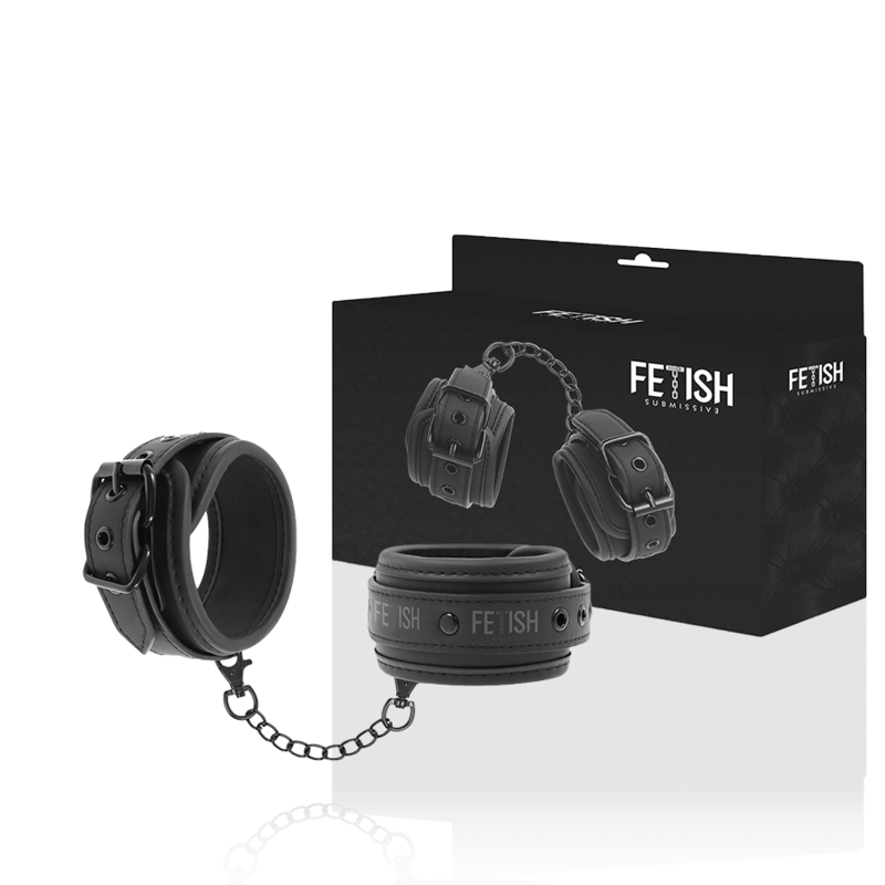 FETISH SUBMISSIVE - VEGAN LEATHER HANDCUFFS WITH NOPRENE LINING FETISH SUBMISSIVE BONDAGE  NOCTURNA DESIRES