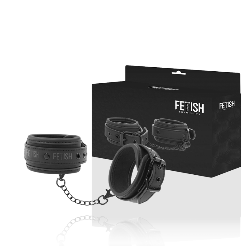 FETISH SUBMISSIVE - VEGAN LEATHER ANKLE CUFFS WITH NOPRENE LINING FETISH SUBMISSIVE BONDAGE  NOCTURNA DESIRES
