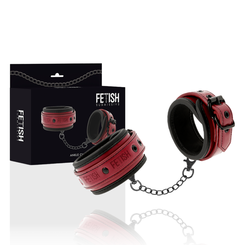 FETISH SUBMISSIVE DARK ROOM - VEGAN LEATHER ANKLE HANDCUFFS WITH NEOPRENE LINING - NOCTURNA DESIRES