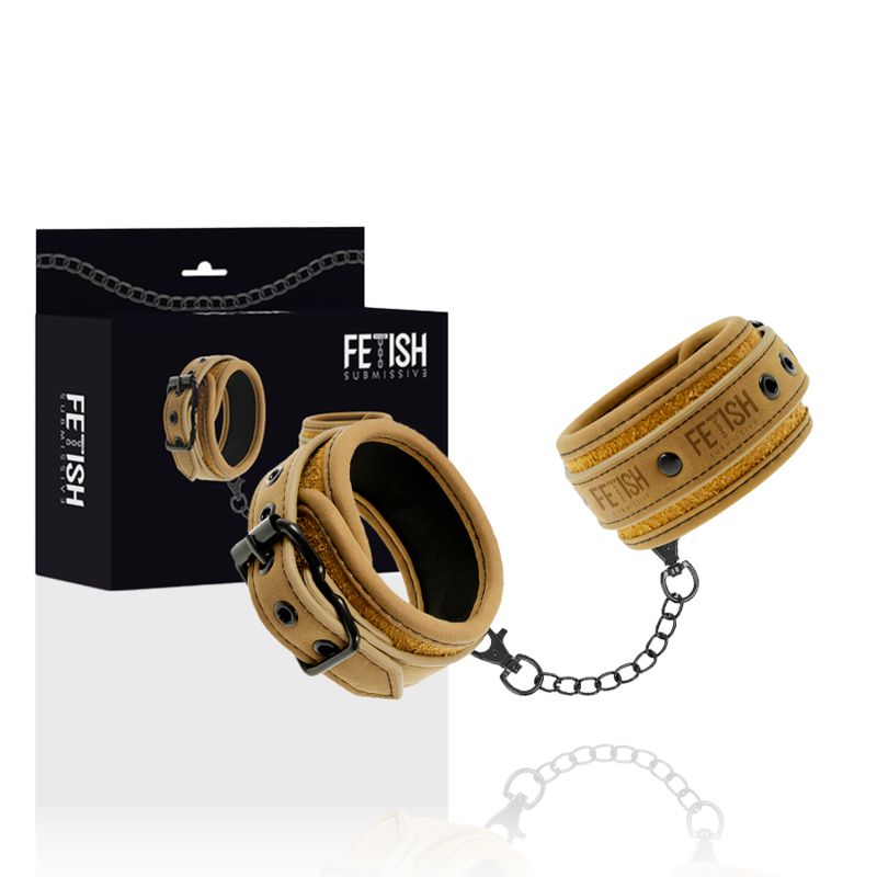 FETISH SUBMISSIVE ORIGEN - VEGAN LEATHER HANDCUFFS WITH NEOPRENE LINING - NOCTURNA DESIRES