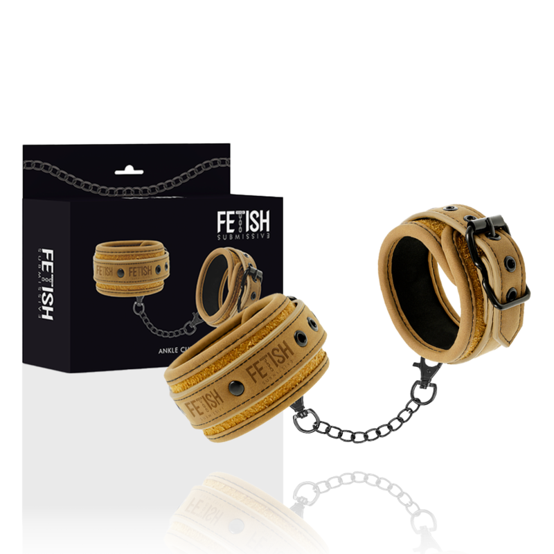 FETISH SUBMISSIVE ORIGEN - VEGAN LEATHER ANKLE CUFFS WITH NEOPRENE LINING - NOCTURNA DESIRES
