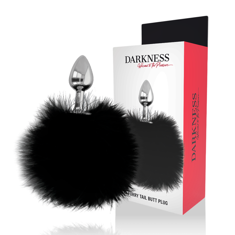 DARKNESS - EXTRA ANAL BUTTPLUG WITH TAIL BLACK 7 CM - NOCTURNA DESIRES