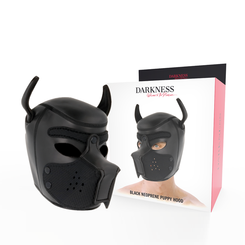 DARKNESS - NEOPRENE DOG MASK WITH REMOVABLE MUZZLE M - NOCTURNA DESIRES