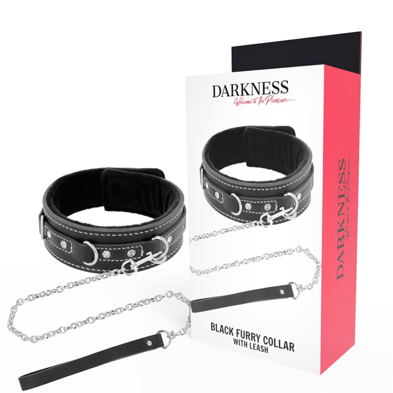 DARKNESS - HIGH QUALITY LEATHER NECKLACE WITH LEASH - NOCTURNA DESIRES