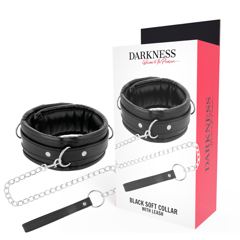 DARKNESS - SOFT LEATHER NECKLACE WITH CHAIN - NOCTURNA DESIRES