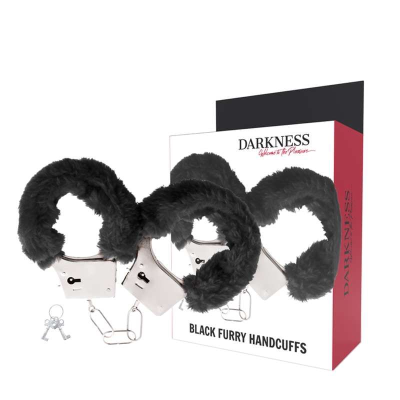 DARKNESS - BLACK LINED METAL HANDCUFFS - NOCTURNA DESIRES