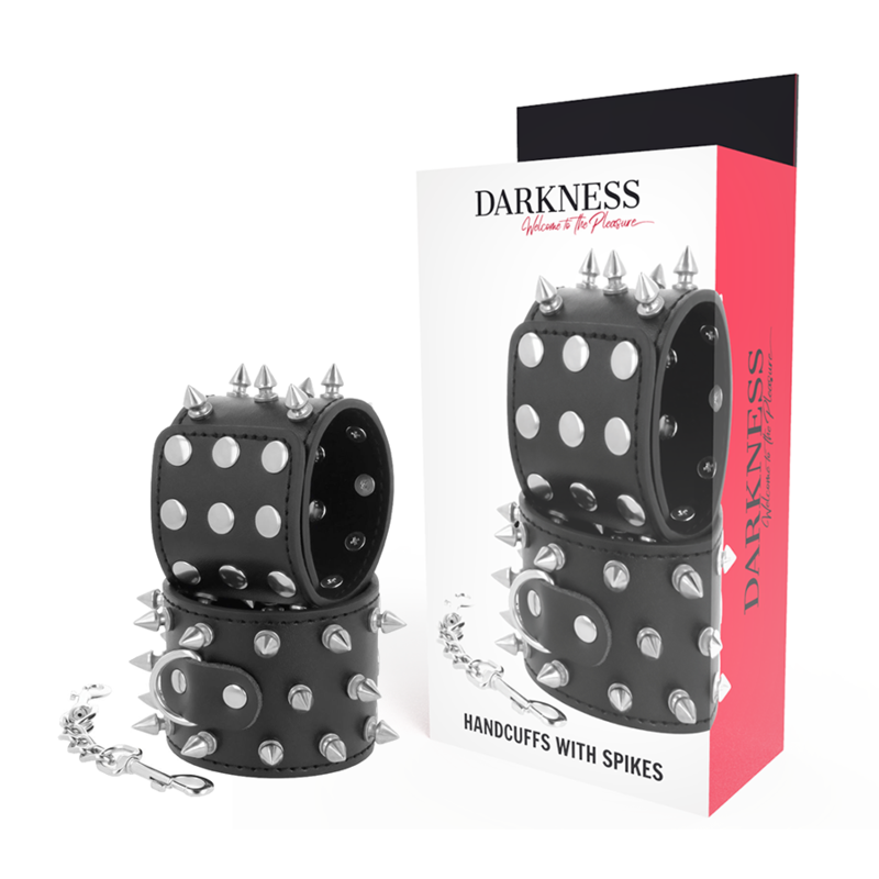 DARKNESS - SKULLS AND BONES BLACK SPIKED HANDCUFFS - NOCTURNA DESIRES