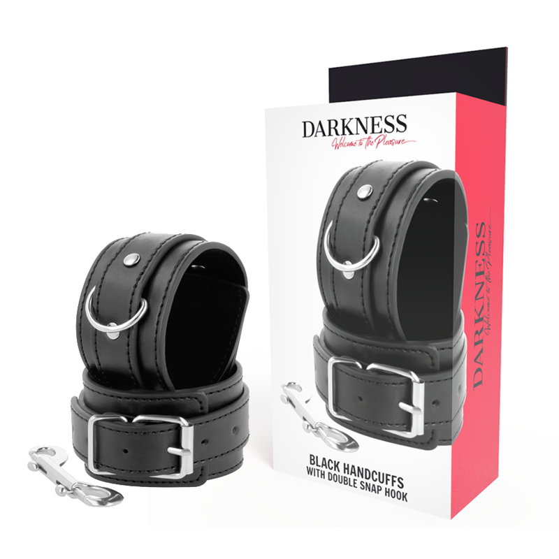 DARKNESS - BLACK ADJUSTABLE HANDCUFFS WITH DOUBLE REINFORCEMENT TAPE - NOCTURNA DESIRES