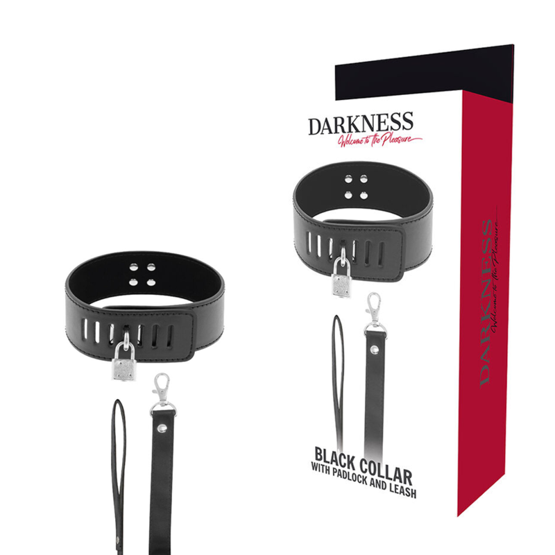 DARKNESS - BDSM COLLAR WITH BLACK LOCK - NOCTURNA DESIRES