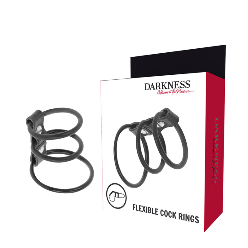 DARKNESS - SET OF 3 FLEXIBLE PENIS RINGS - NOCTURNA DESIRES