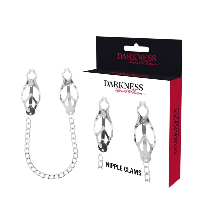 DARKNESS - METAL NIPPLE CLAMP WITH CHAIN - NOCTURNA DESIRES