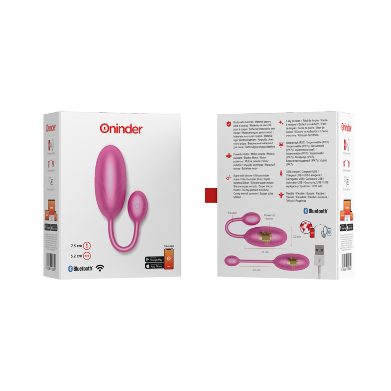 ONINDER - TOKYO VIBRATING EGG PINK 7.5 X 3.2 CM FREE APP - NOCTURNA DESIRES