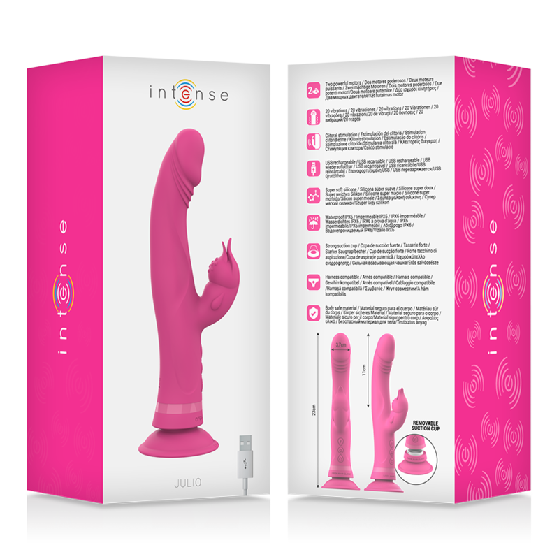 INTENSE - JULIO RABBIT VIBRATOR PINK SILICONE - NOCTURNA DESIRES