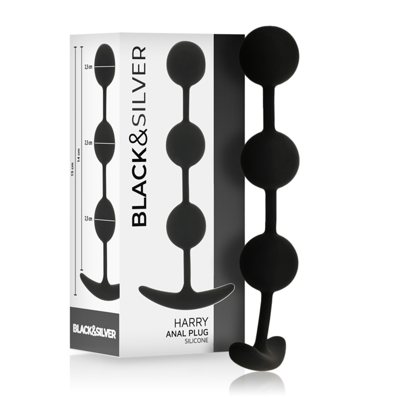 BLACK&SILVER - HARRY ANAL ROSARY 3 SILICONE SPHERES 14 CM - NOCTURNA DESIRES