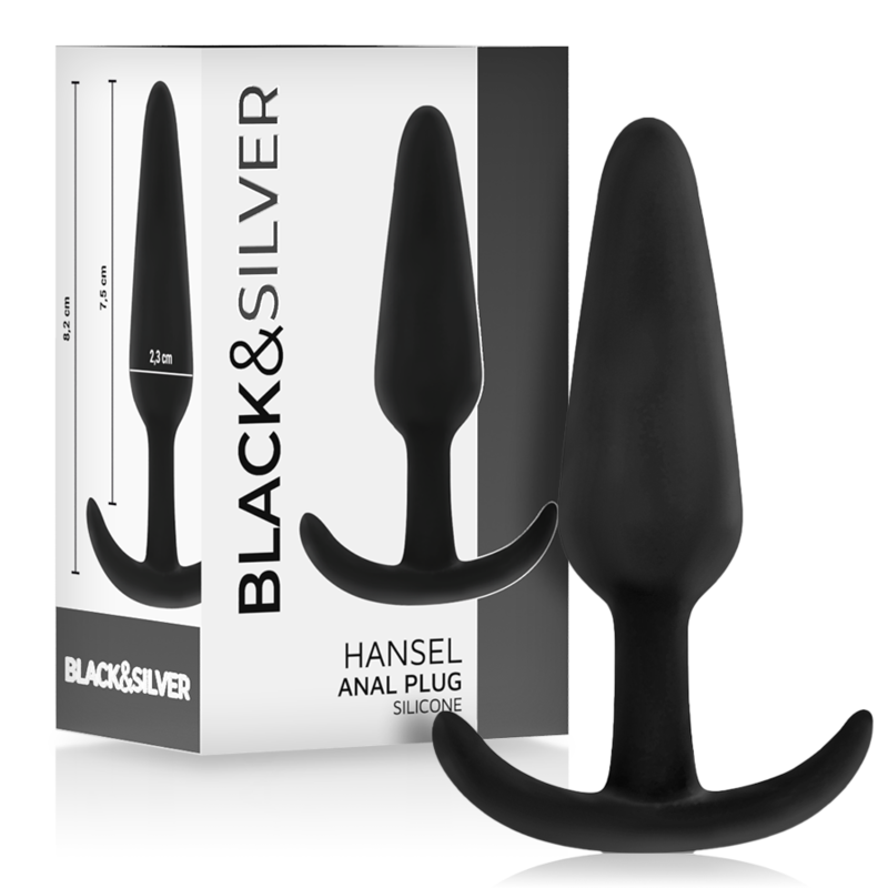 BLACK&SILVER - HANSEL SILICONE ANAL PLUG WITH SMALL HANDLE - NOCTURNA DESIRES
