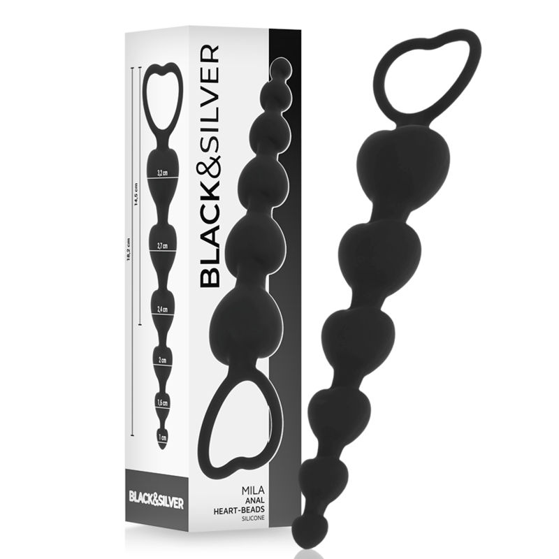 BLACK&SILVER - MILA ANAL CHAIN OF HEARTS 18 CM - NOCTURNA DESIRES