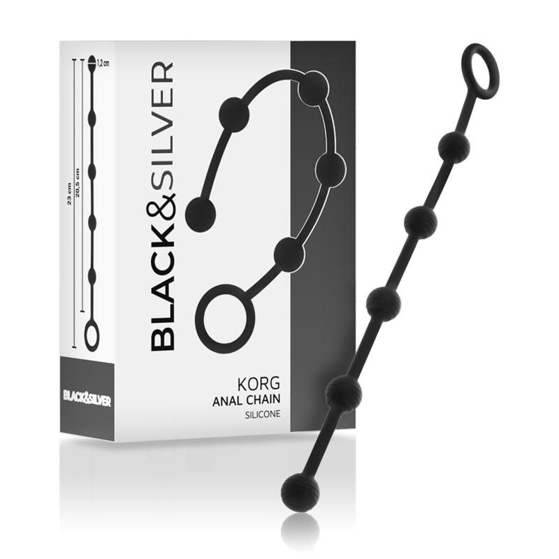 BLACK&SILVER - KORG ANAL ROSARY SILICONE INITIATION 21 CM - NOCTURNA DESIRES