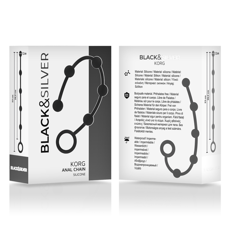 BLACK&SILVER - KORG ANAL ROSARY SILICONE INITIATION 21 CM - NOCTURNA DESIRES